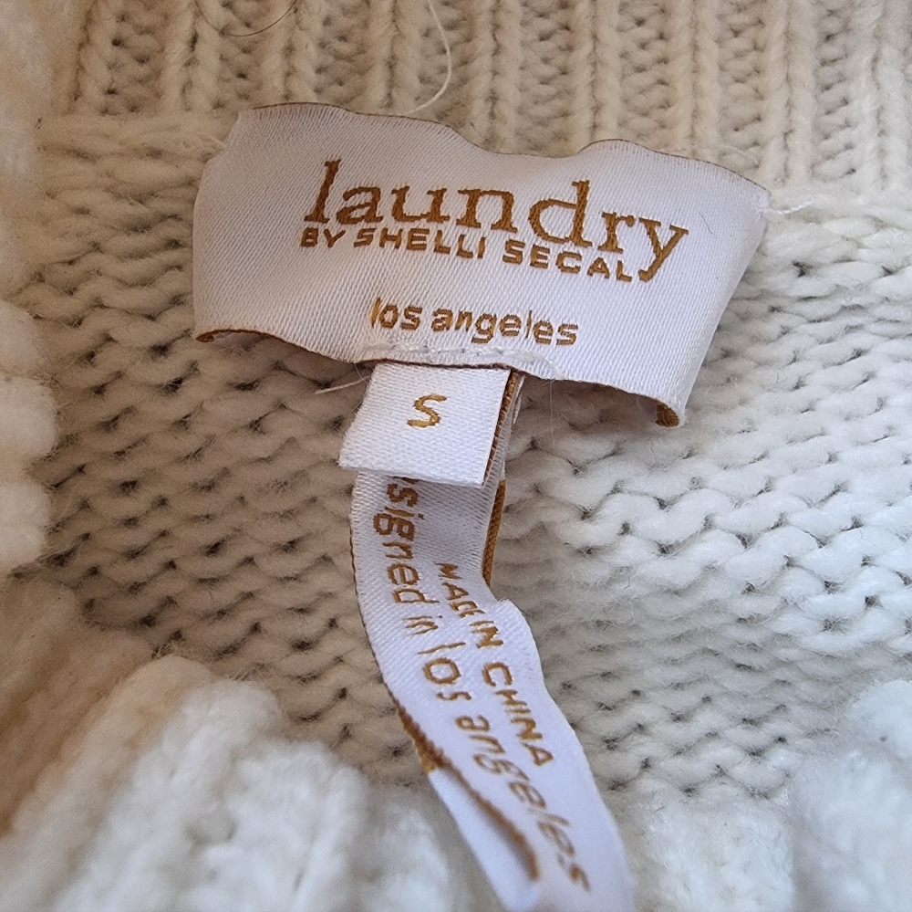 Laundry By Shelli Segal Cozy Cream Chunky Knit Turtleneck Sweater Size S - Picture 4 of 7
